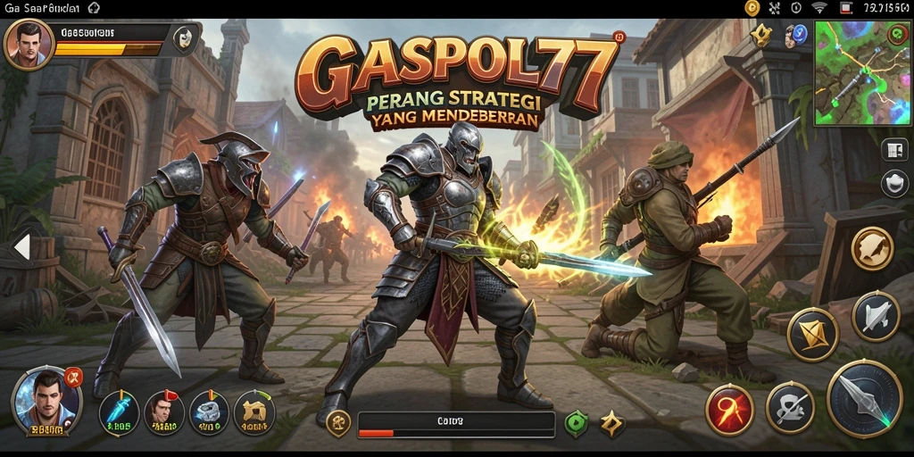 Screenshot menunjukkan pertempuran seru dengan strategi yang mendebarkan.