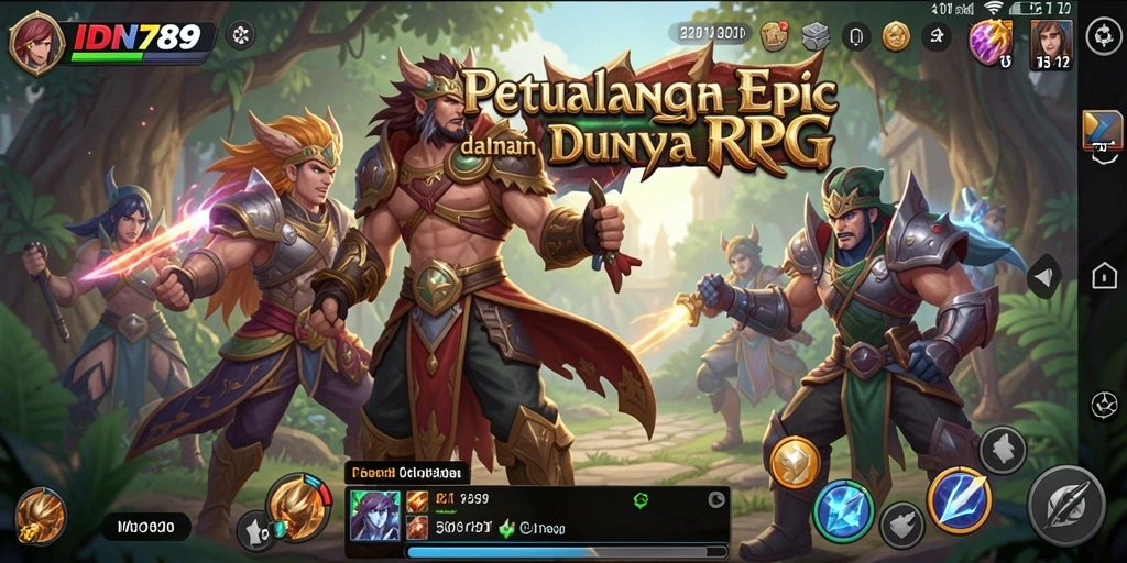 Screenshot utama IDN789 menunjukkan pertempuran epik dalam dunia fantasi.