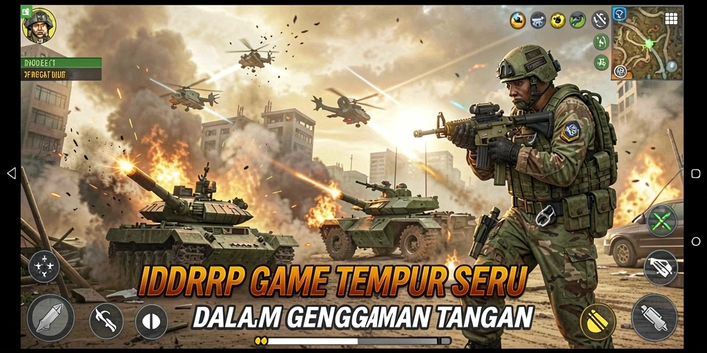 Gameplay seru dari IDRRP dengan aksi menembak yang intens.