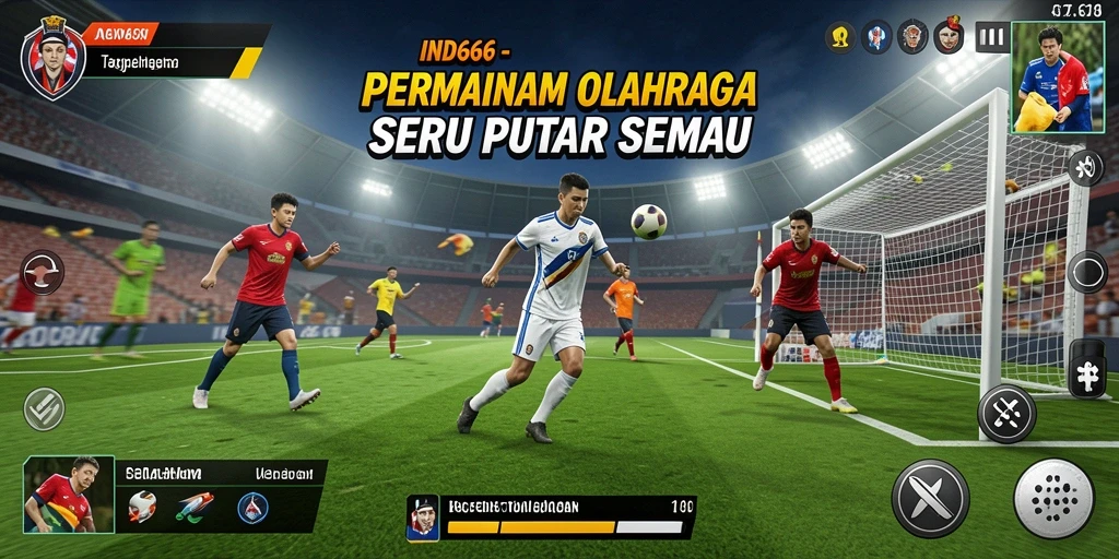 Gameplay IND666 yang menunjukkan aksi olahraga penuh semangat.