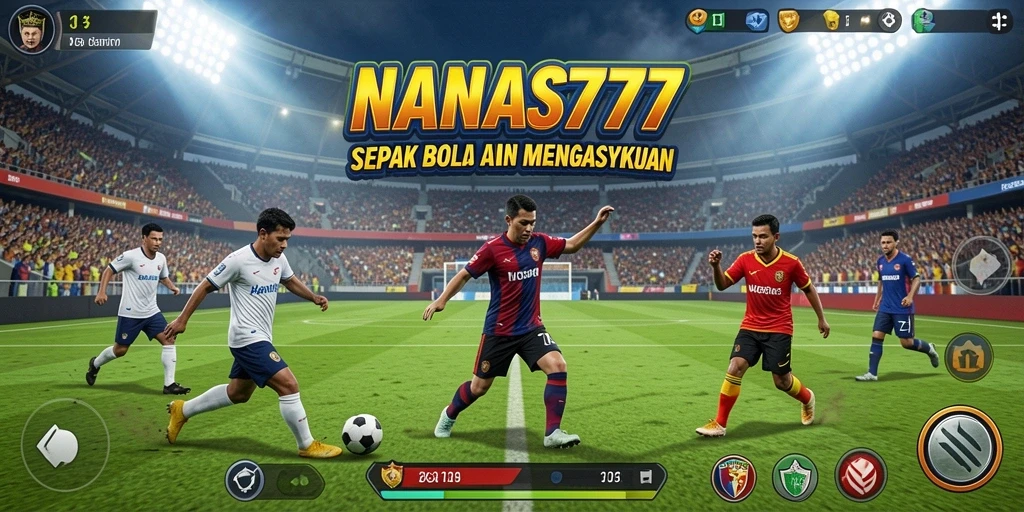 Tampilan gameplay NANAS777 dengan aksi sepak bola yang seru.