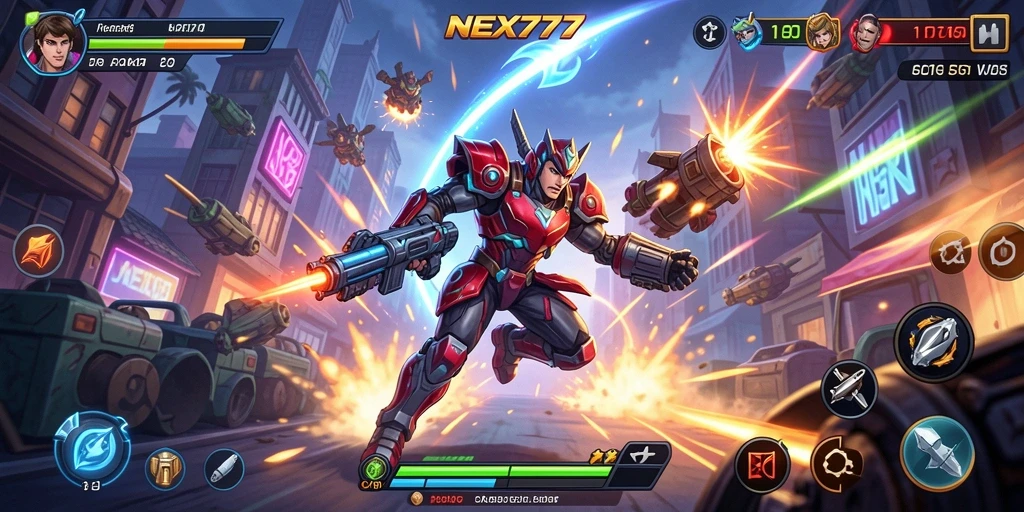 Screenshot NEX777 menunjukkan aksi cepat dan grafis menarik dari gameplay Arcade.