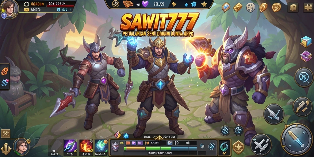 Screenshot dari gameplay ARPG SAWIT777 yang menampilkan pertarungan epik.