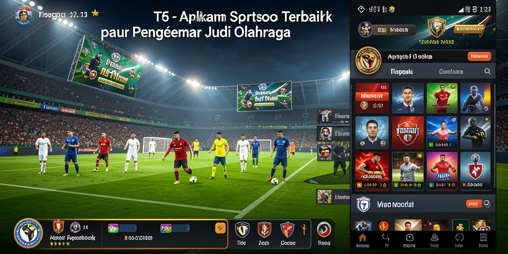 Tampilan aplikasi T6 dengan fitur taruhan olahraga yang lengkap.