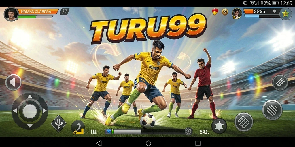 Screenshot utama TURU99 menampilkan aksi olahraga seru dan gameplay yang menarik.